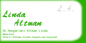 linda altman business card